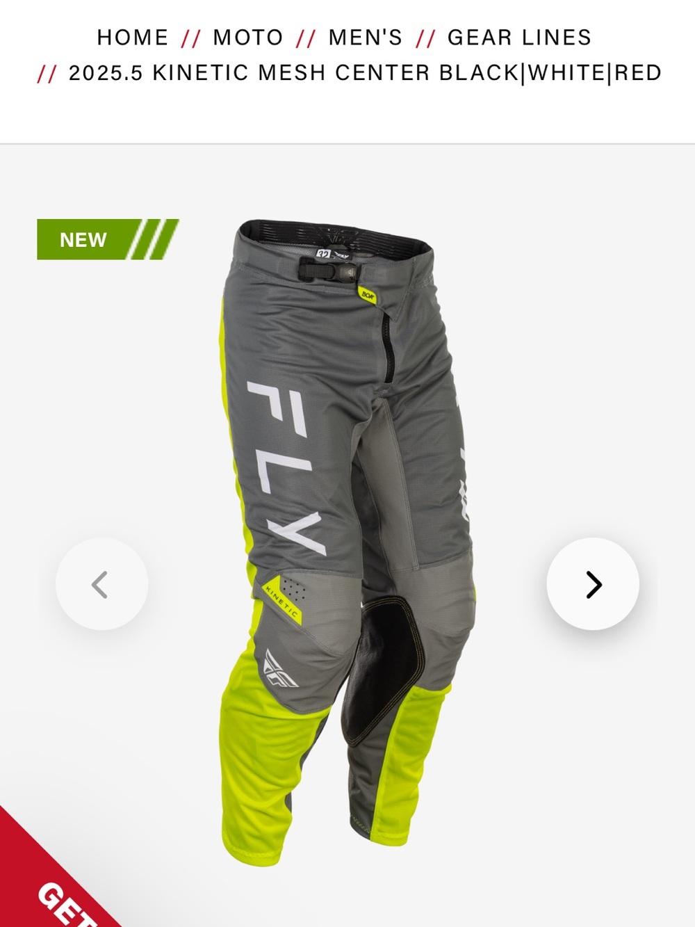 Fly Racing Men’s Kinetic Grey/Hi-Vis MX Pants